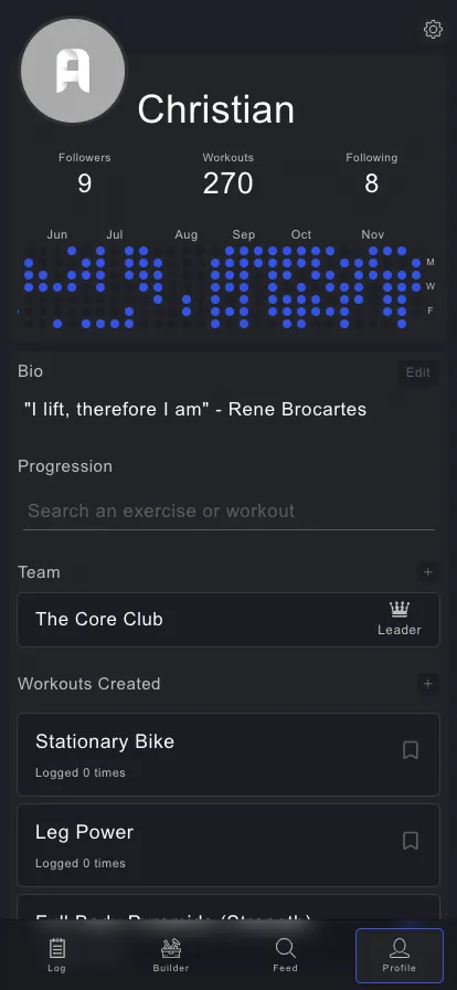 FitSync profile page